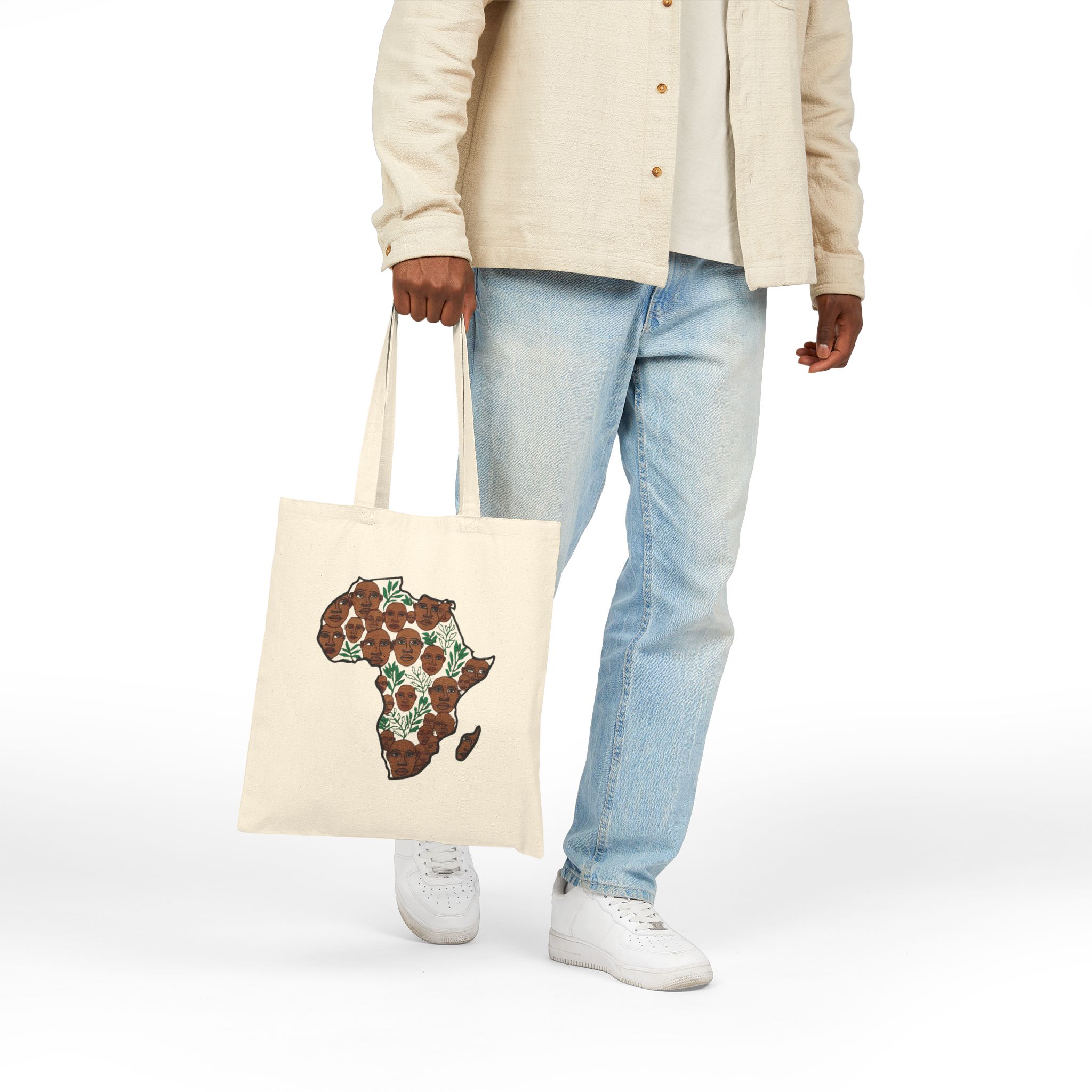 Africa Floral Map Canvas Tote by Ron's Clubhouse — Eco-Friendly Cotton Grocery & Market Bag - Image 4