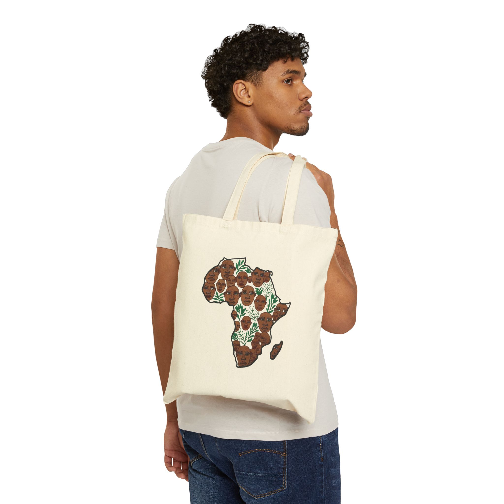 Africa Floral Map Canvas Tote by Ron's Clubhouse — Eco-Friendly Cotton Grocery & Market Bag - Image 3